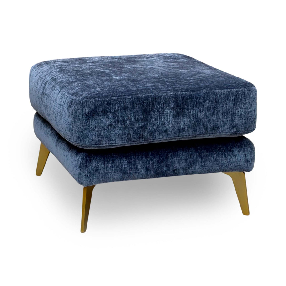 'Eclipse' Fab-Crn-R101 Ink Blue Br Chenille Fabric Footstool