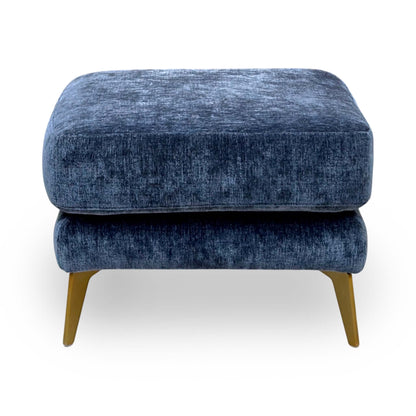 'Eclipse' Fab-Crn-R101 Ink Blue Br Chenille Fabric Footstool