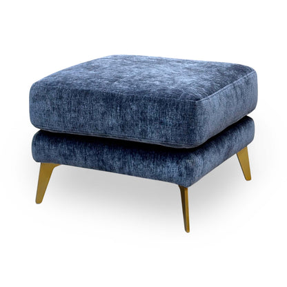 'Eclipse' Fab-Crn-R101 Ink Blue Br Chenille Fabric Footstool