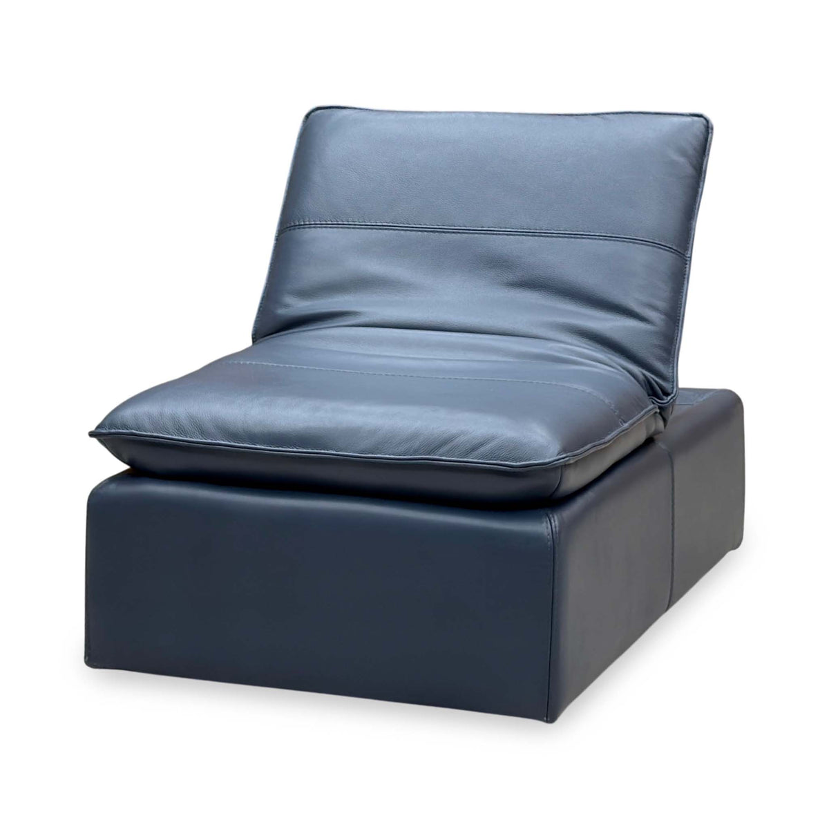 World of Leather 'Starlight Express' Bv-313e Ocean Blue Leather Storage Chair Footstool