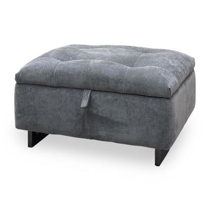 Side angle of the Moet charcoal grey storage footstool