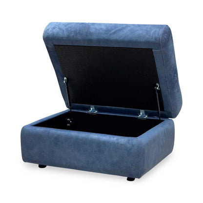 G Plan ‘Kingsbury’ A125 Stingray Indigo Velvet Fabric Storage Footstool