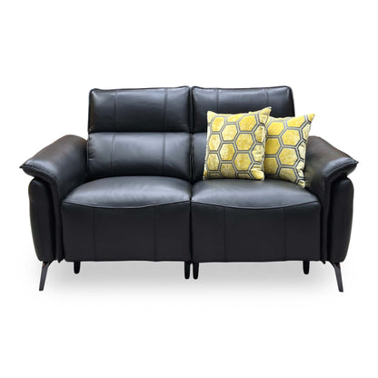 ‘Jude’ Oslo Jet Black Cat-40:23 2 Seater Leather  Power Recliner Sofa with Power Headrests and Power Lumbar