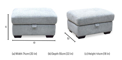 'Dinky' Anivia Light Grey Woven Fabric Large Storage Footstool