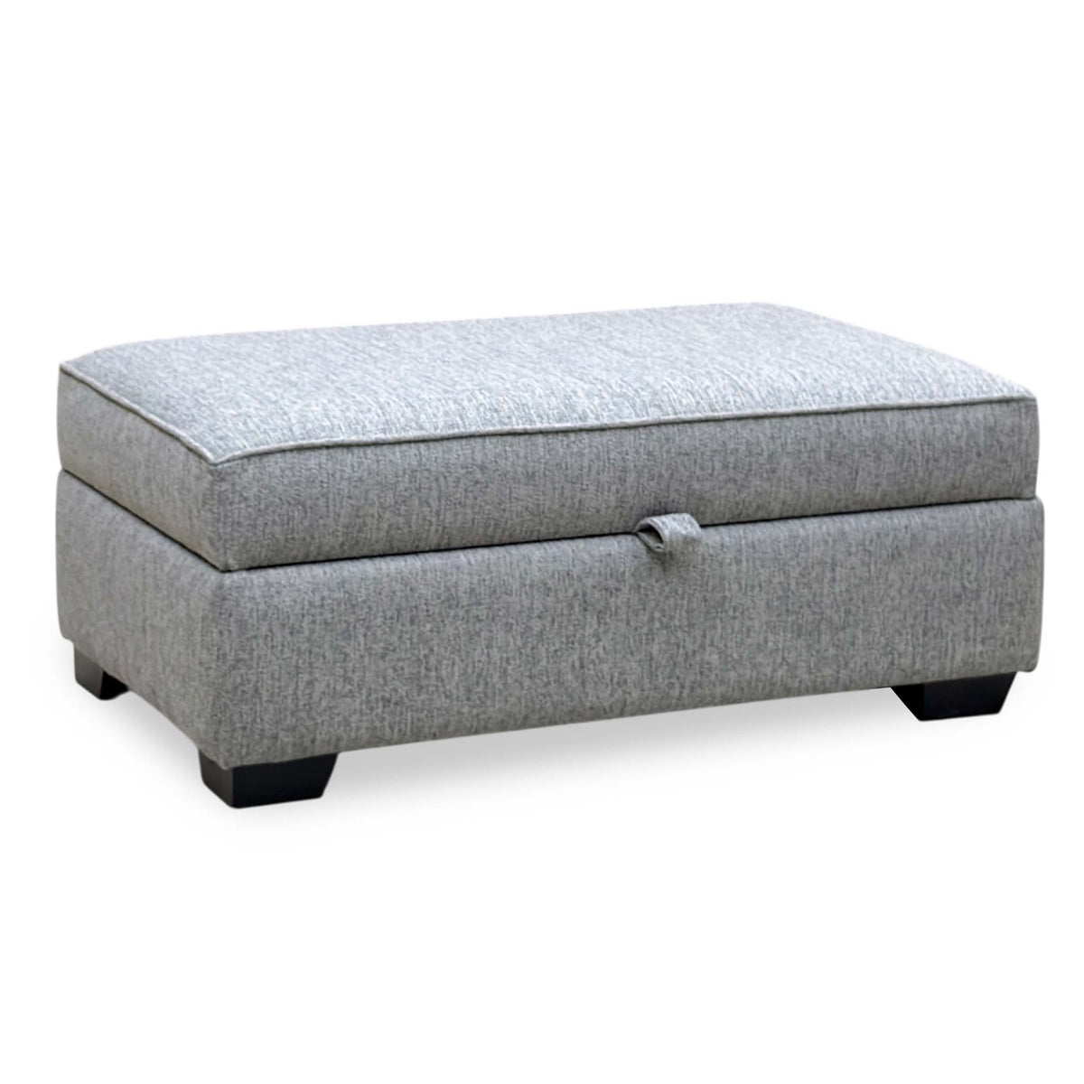 'Abberton' Iron Debdon Grey Plain Fabric Large Storage Footstool