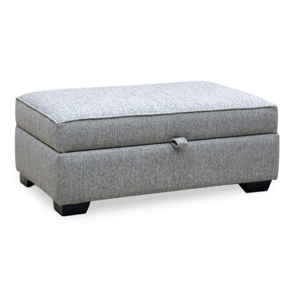 'Abberton' Iron Debdon Grey Plain Fabric Large Storage Footstool