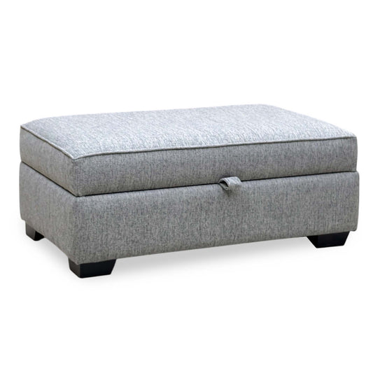 'Abberton' Iron Debdon Grey Plain Fabric Large Storage Footstool