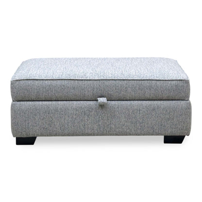'Abberton' Iron Debdon Grey Plain Fabric Large Storage Footstool