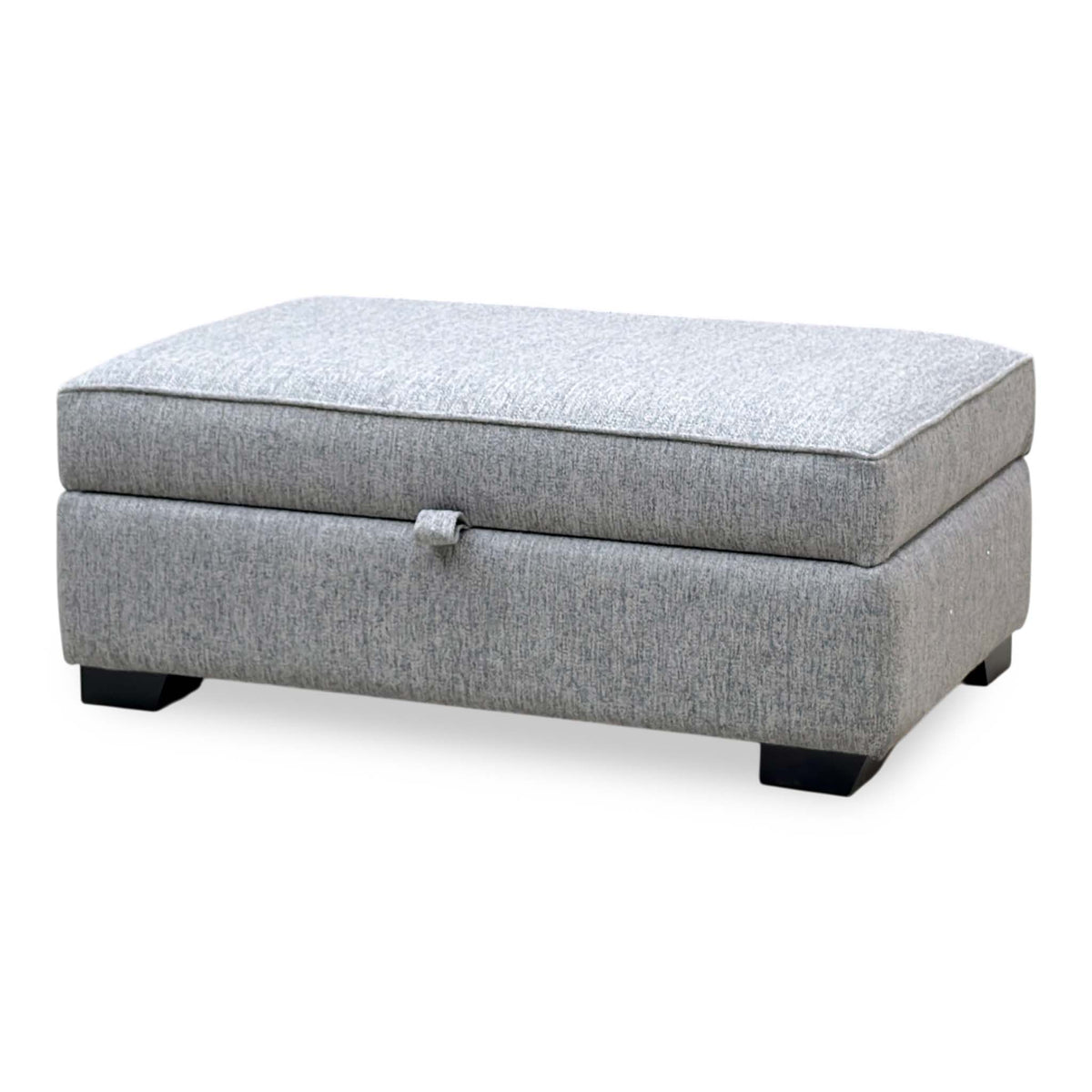 'Abberton' Iron Debdon Grey Plain Fabric Large Storage Footstool