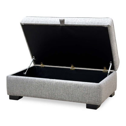 'Abberton' Iron Debdon Grey Plain Fabric Large Storage Footstool