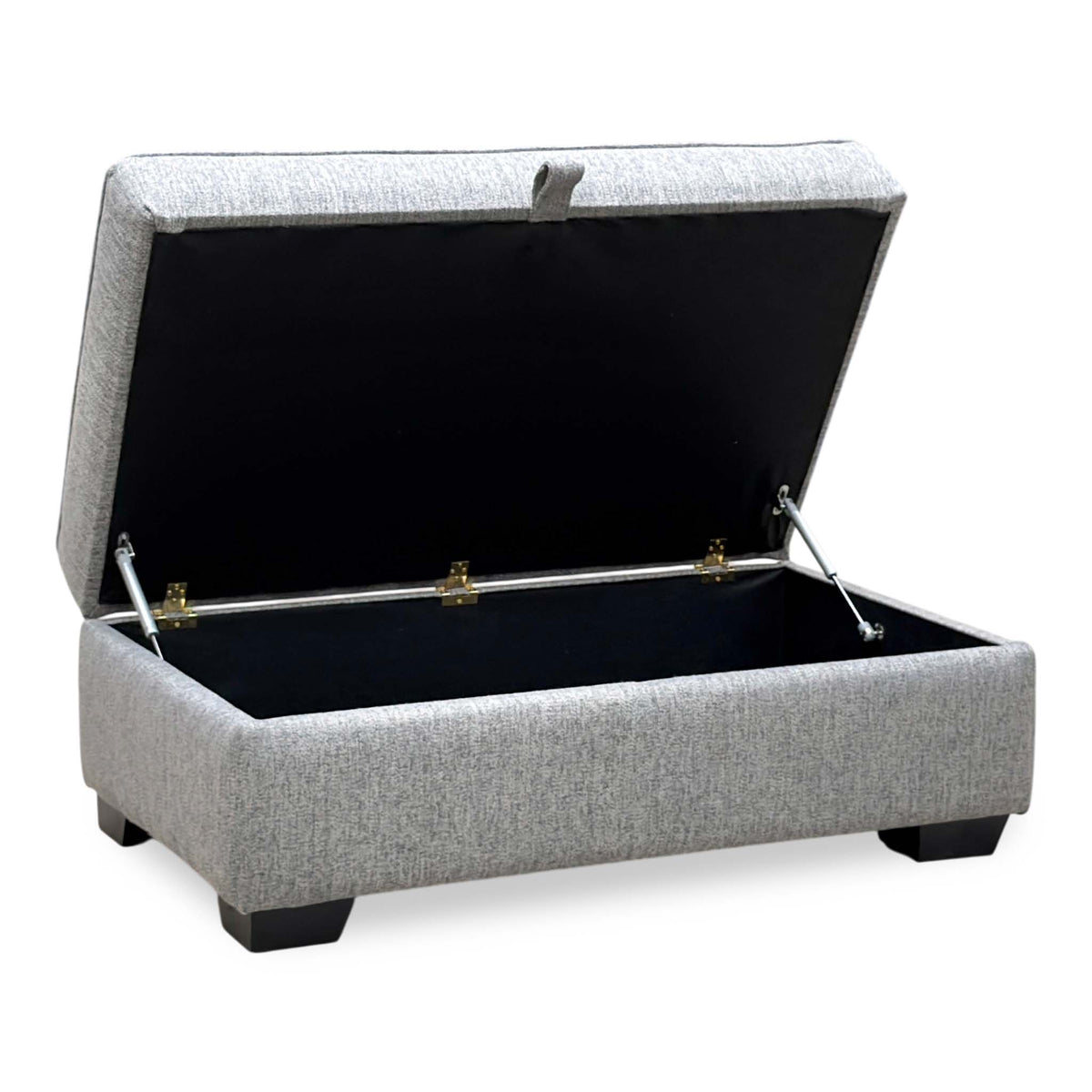 'Abberton' Iron Debdon Grey Plain Fabric Large Storage Footstool