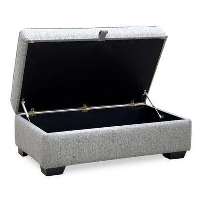 'Abberton' Iron Debdon Grey Plain Fabric Large Storage Footstool