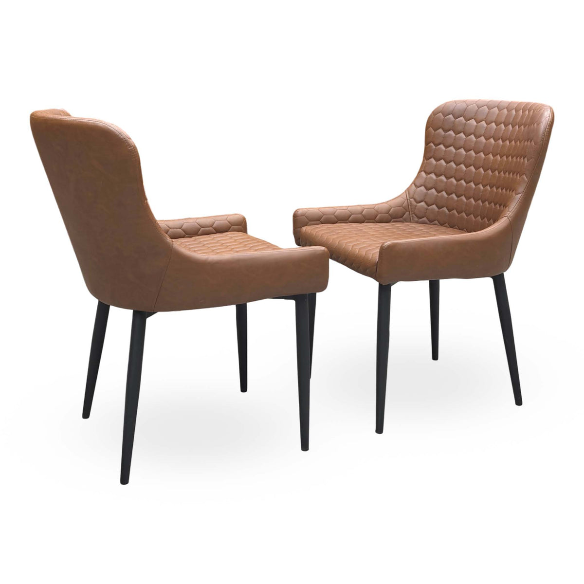 'Osaka' Tan Brown Faux Leather Fixed Dining Chairs - Set of 2