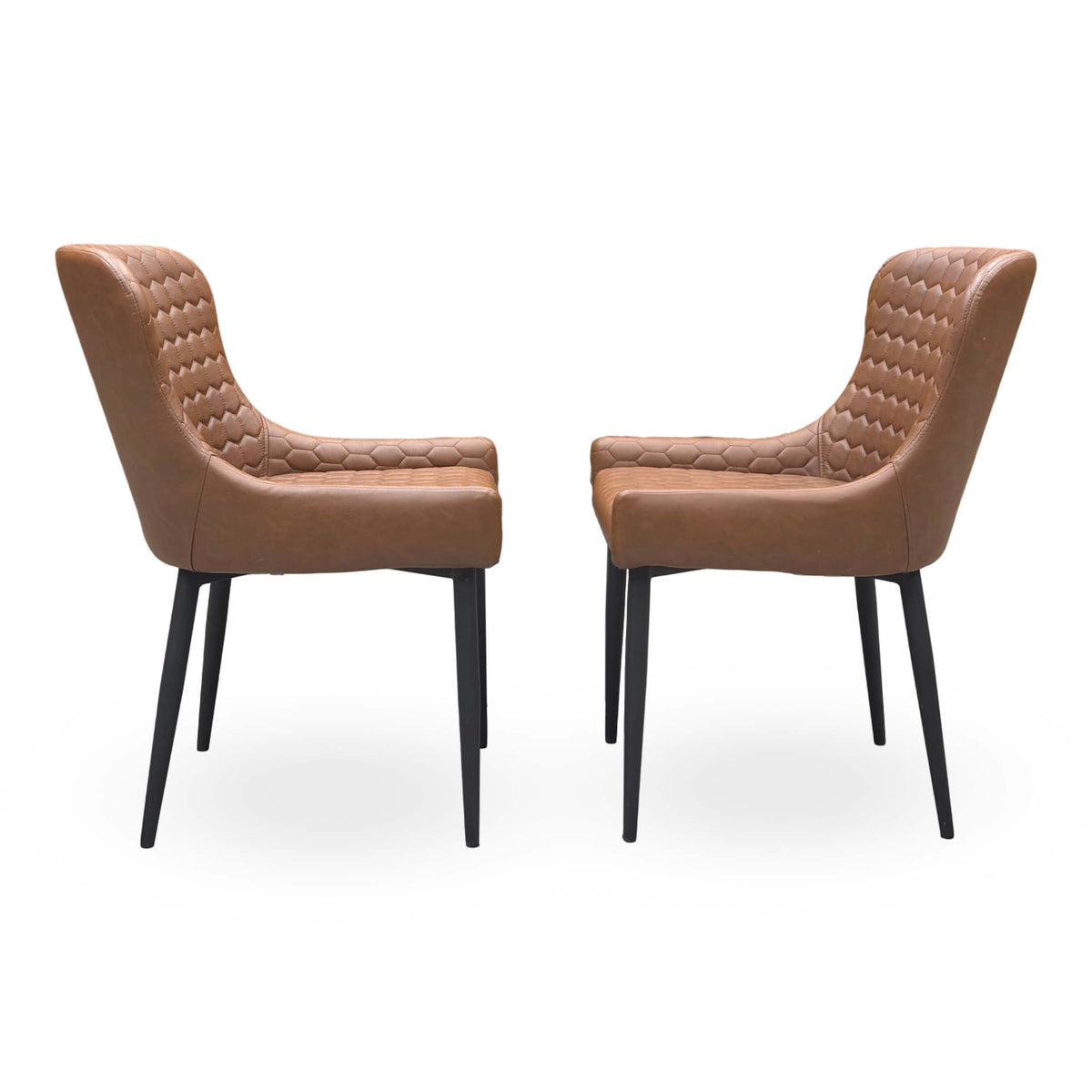 'Osaka' Tan Brown Faux Leather Fixed Dining Chairs - Set of 2