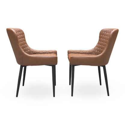 'Osaka' Tan Brown Faux Leather Fixed Dining Chairs - Set of 2