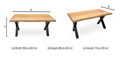 Bodahl Terra solid oak dining table dimensions: width 160cm, depth 88cm, height 77cm
