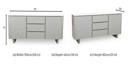 ‘Pebble' Neutral Ceramic Top 2 Door 3 Drawer Sideboard