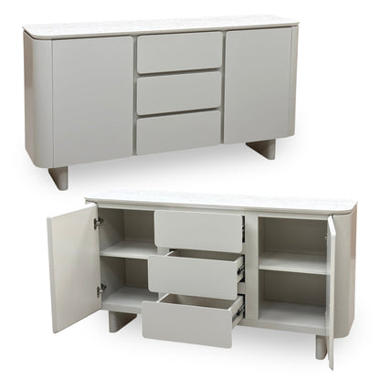 ‘Pebble' Neutral Ceramic Top 2 Door 3 Drawer Sideboard