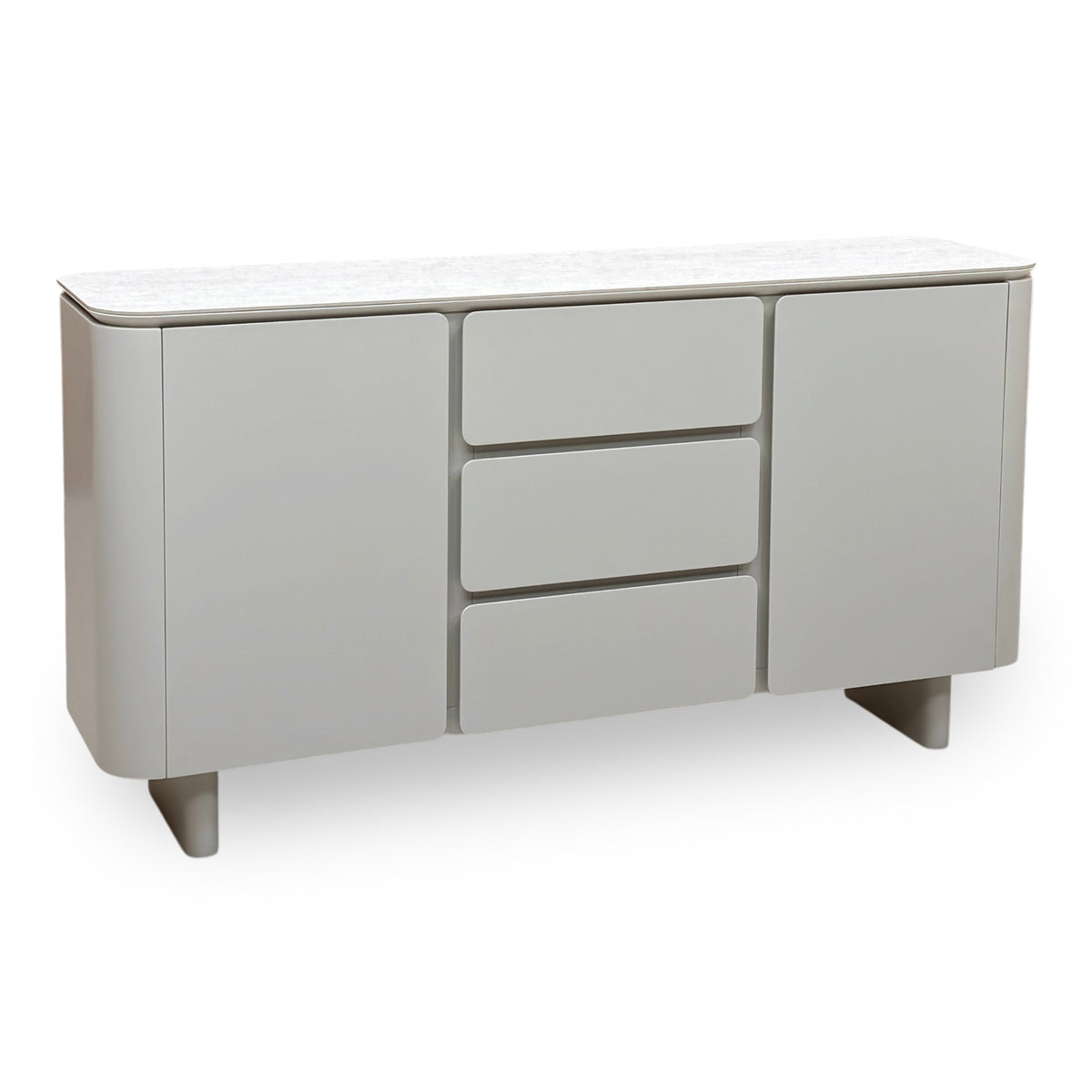 ‘Pebble' Neutral Ceramic Top 2 Door 3 Drawer Sideboard
