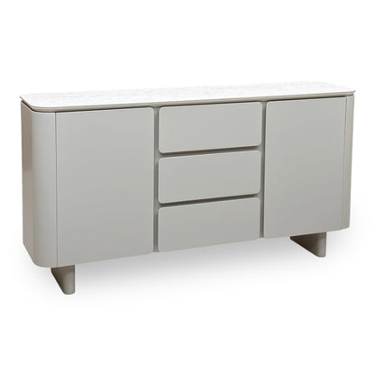 ‘Pebble' Neutral Ceramic Top 2 Door 3 Drawer Sideboard