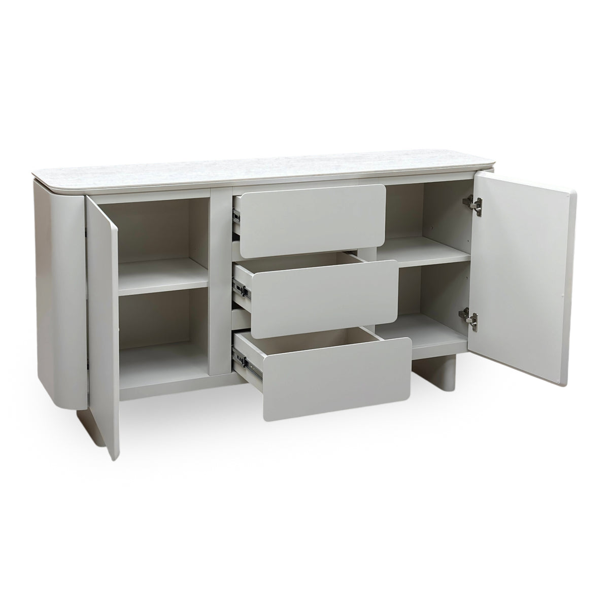 ‘Pebble' Neutral Ceramic Top 2 Door 3 Drawer Sideboard