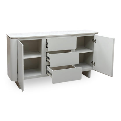 ‘Pebble' Neutral Ceramic Top 2 Door 3 Drawer Sideboard