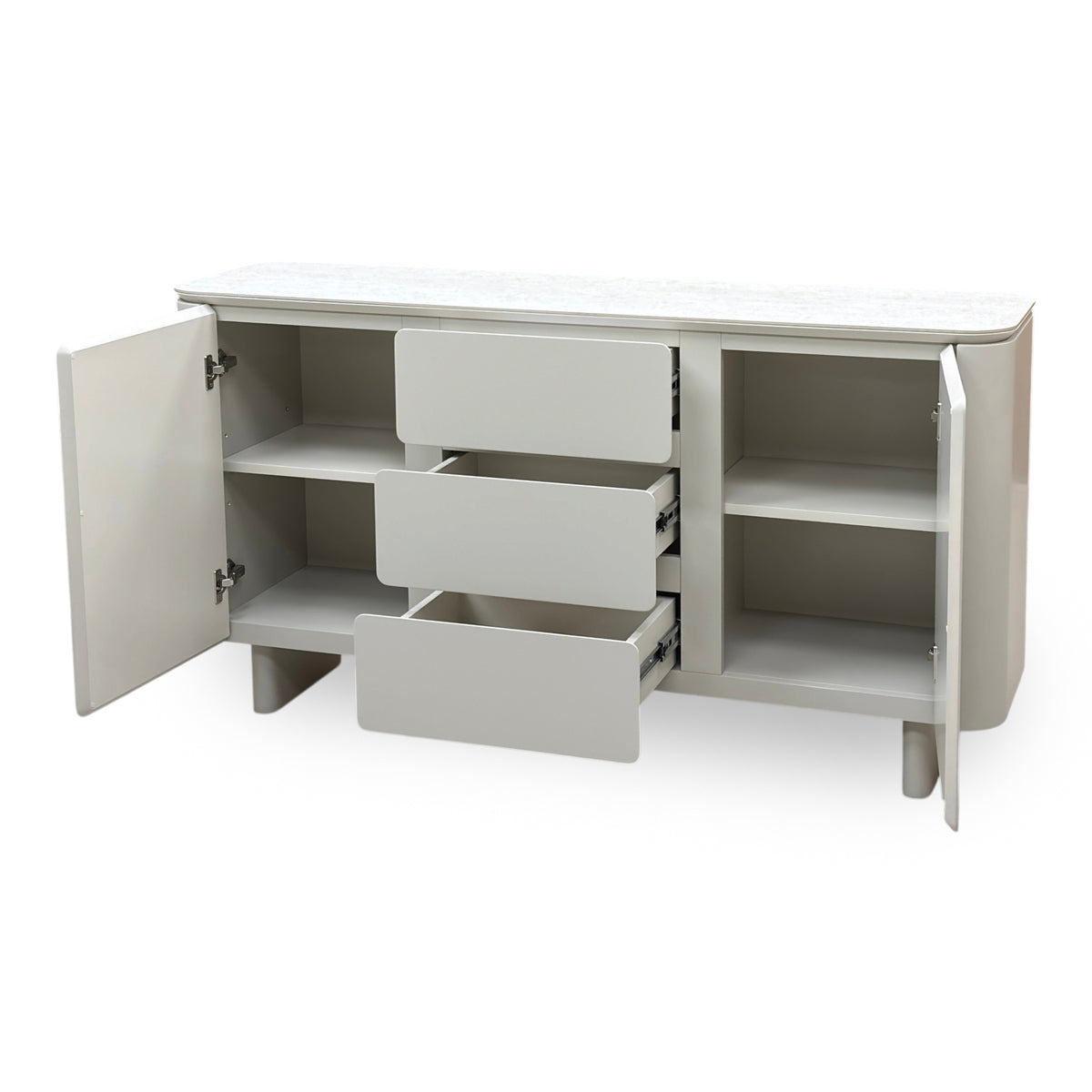 ‘Pebble' Neutral Ceramic Top 2 Door 3 Drawer Sideboard