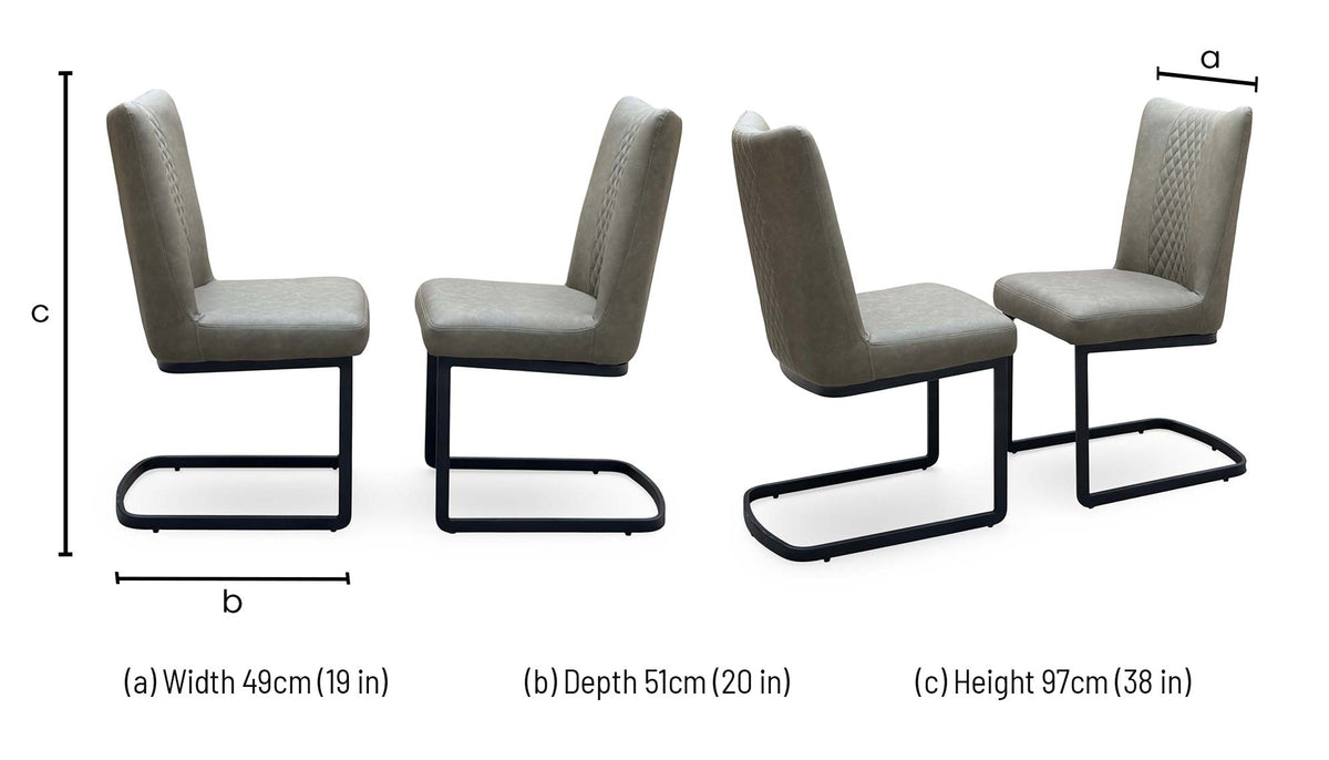Bodahl Loki cantilever dining chair dimensions: width 49cm, depth 51cm, height 97cm
