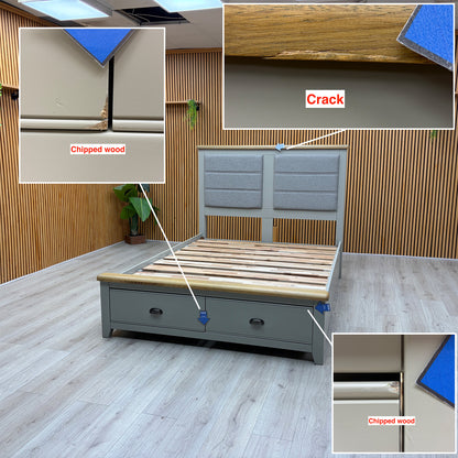 ‘Hartley’ Soft Grey Painted Finish 2 Drawer Bed Frame - King