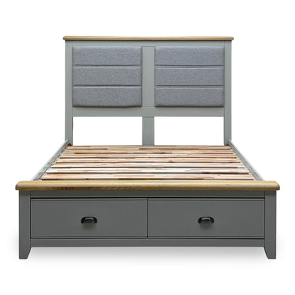‘Hartley’ Soft Grey Painted Finish 2 Drawer Bed Frame - King