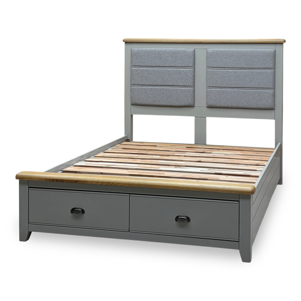 ‘Hartley’ Soft Grey Painted Finish 2 Drawer Bed Frame - King
