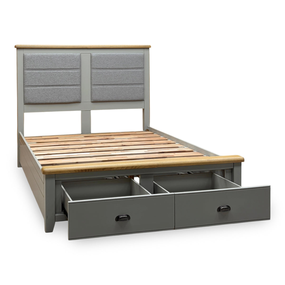 ‘Hartley’ Soft Grey Painted Finish 2 Drawer Bed Frame - King