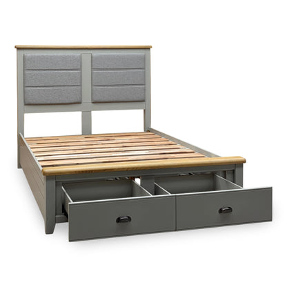 ‘Hartley’ Soft Grey Painted Finish 2 Drawer Bed Frame - King