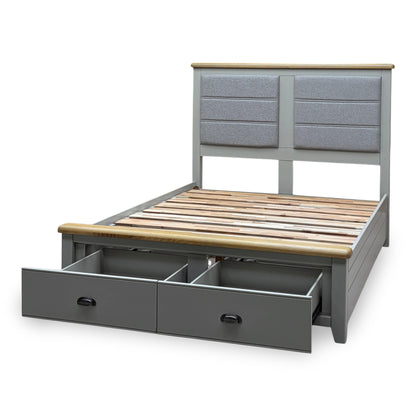 ‘Hartley’ Soft Grey Painted Finish 2 Drawer Bed Frame - King