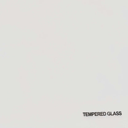 Close-up of the white tempered glass top used on the Cashmere small extending dining table
