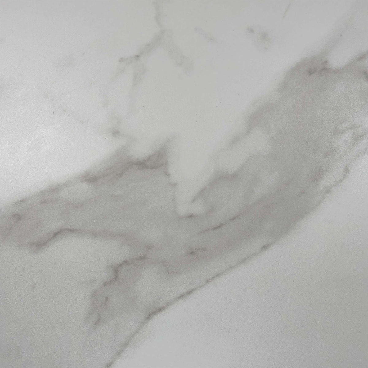 Close-up of the white marble effect ceramic with grey veining used on the Carrera sideboard top