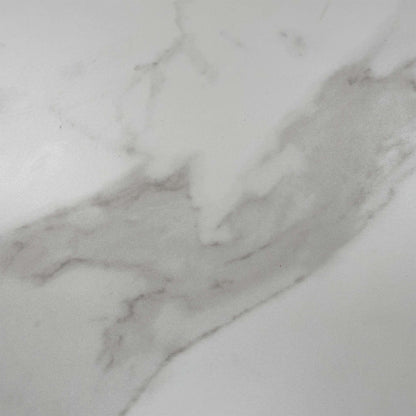 Close-up of the white marble effect ceramic with grey veining used on the Carrera sideboard top