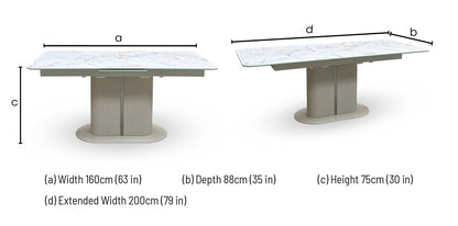 ‘Avorio’ Ceramic Top Large Pop Up Extending Dining Table