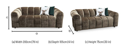 ‘Rhianna’ Aston Chocolate Brown Linen Fabric Large 2 Seater Sofa