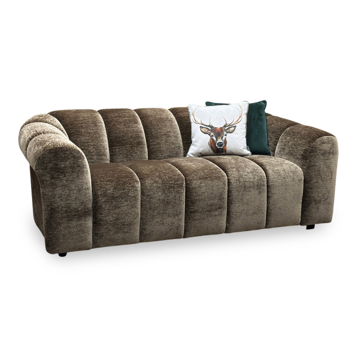 ‘Rhianna’ Aston Chocolate Brown Linen Fabric Large 2 Seater Sofa