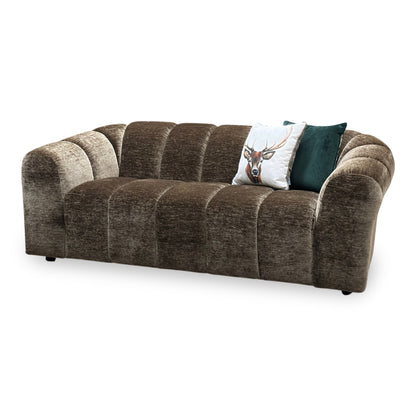 ‘Rhianna’ Aston Chocolate Brown Linen Fabric Large 2 Seater Sofa
