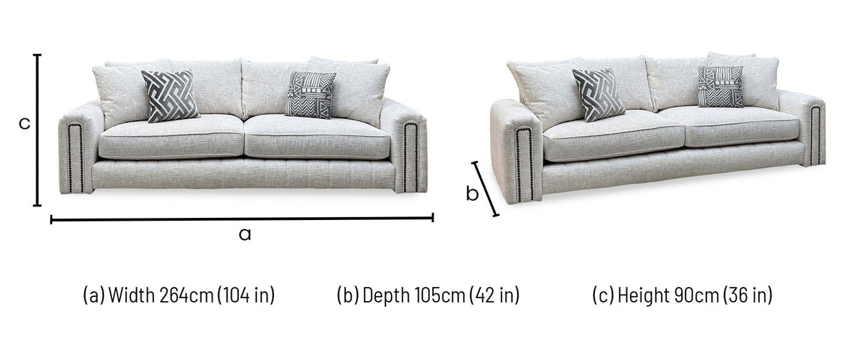 Retreat white woven fabric 4 seater sofa dimensions: width 264cm, depth 105cm, height 90cm