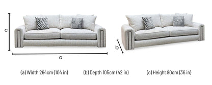 Retreat white woven fabric 4 seater sofa dimensions: width 264cm, depth 105cm, height 90cm