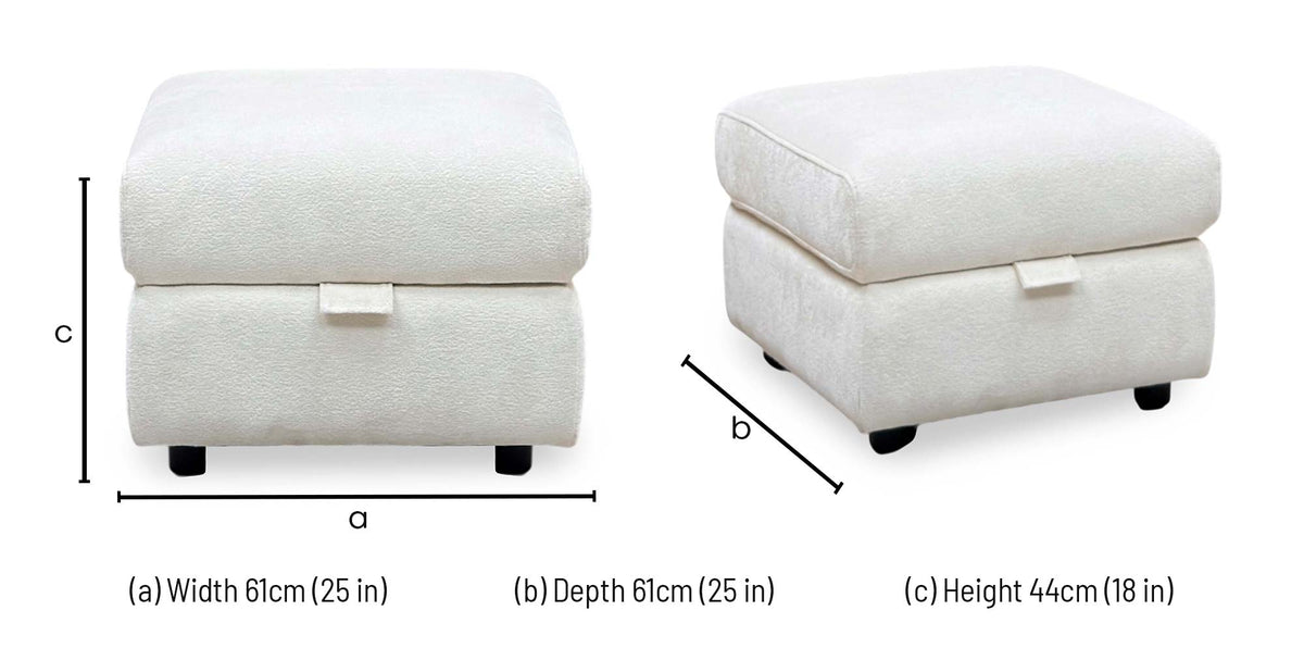 ‘Raven’ Anivia Nature White 13445 Fabric Storage Footstool