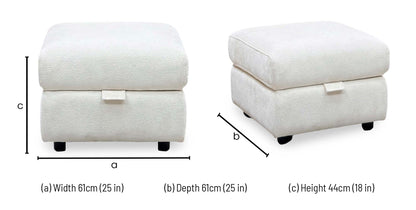 ‘Raven’ Anivia Nature White 13445 Fabric Storage Footstool