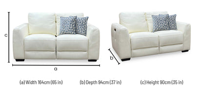 ‘Dinky' Cotton White Cat-40:13 Leather 2 Seater Power Recliner Sofa