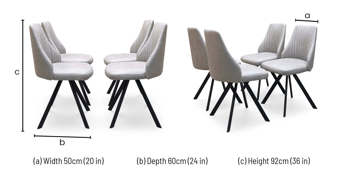 Vida taupe faux leather swivel dining chair dimensions: width 50cm, depth 60cm, height 92cm