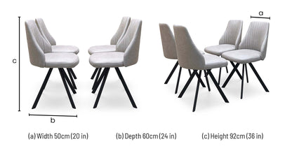 Vida taupe faux leather swivel dining chair dimensions: width 50cm, depth 60cm, height 92cm