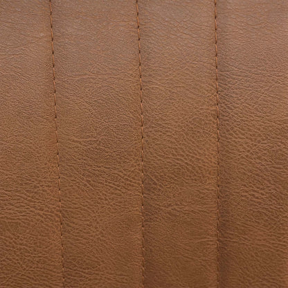 Close-up of the cognac brown faux leather with vertical stitching used on the Bodahl Terra bar stools