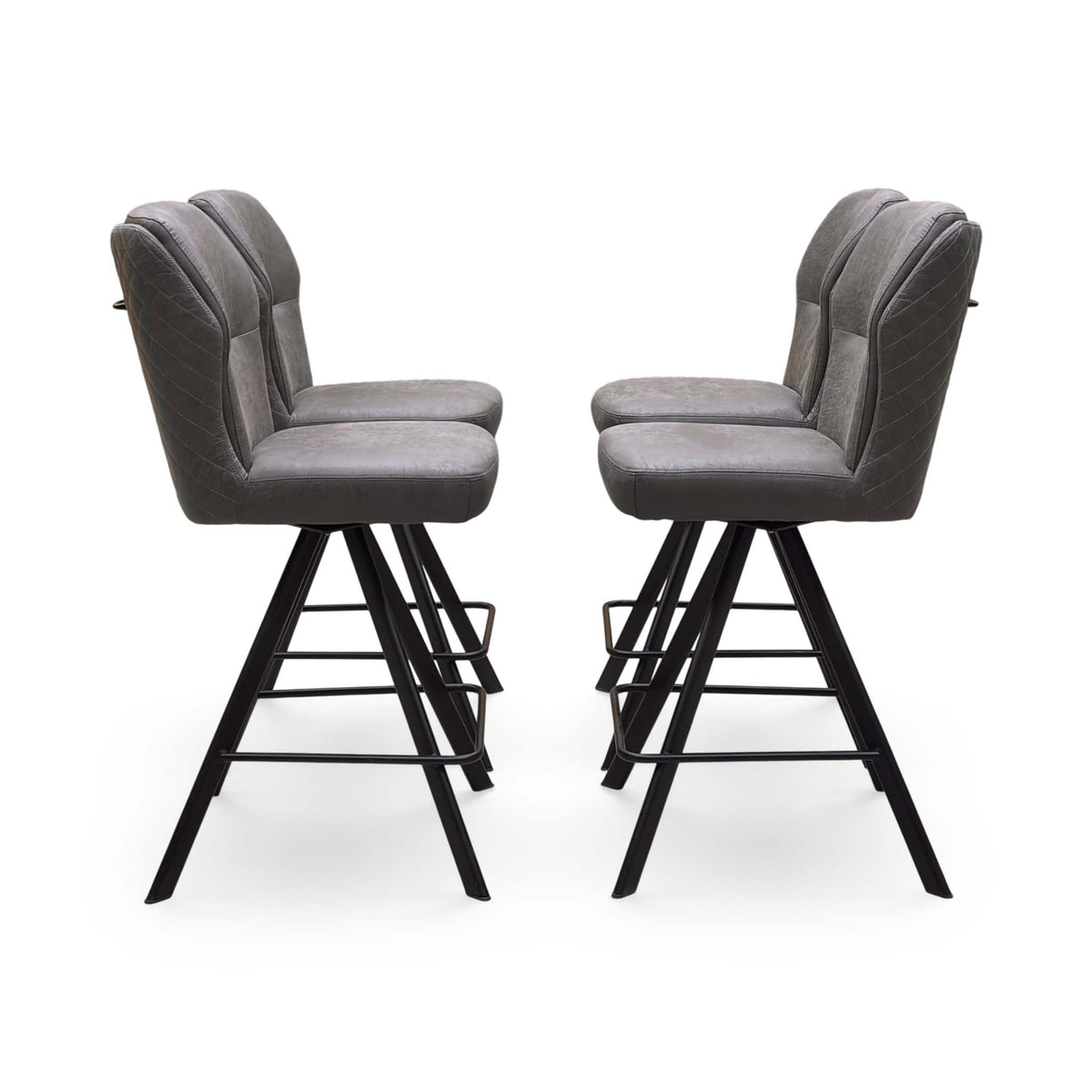 Bodahl ‘Terra’ Steel Grey Fabric Set of 4 Swivel Bar Stools